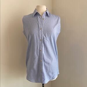 VINTAGE THREE RIVERS Sleeveless Button-Up Shirt Womens Sz Small Blue Houndstooth
